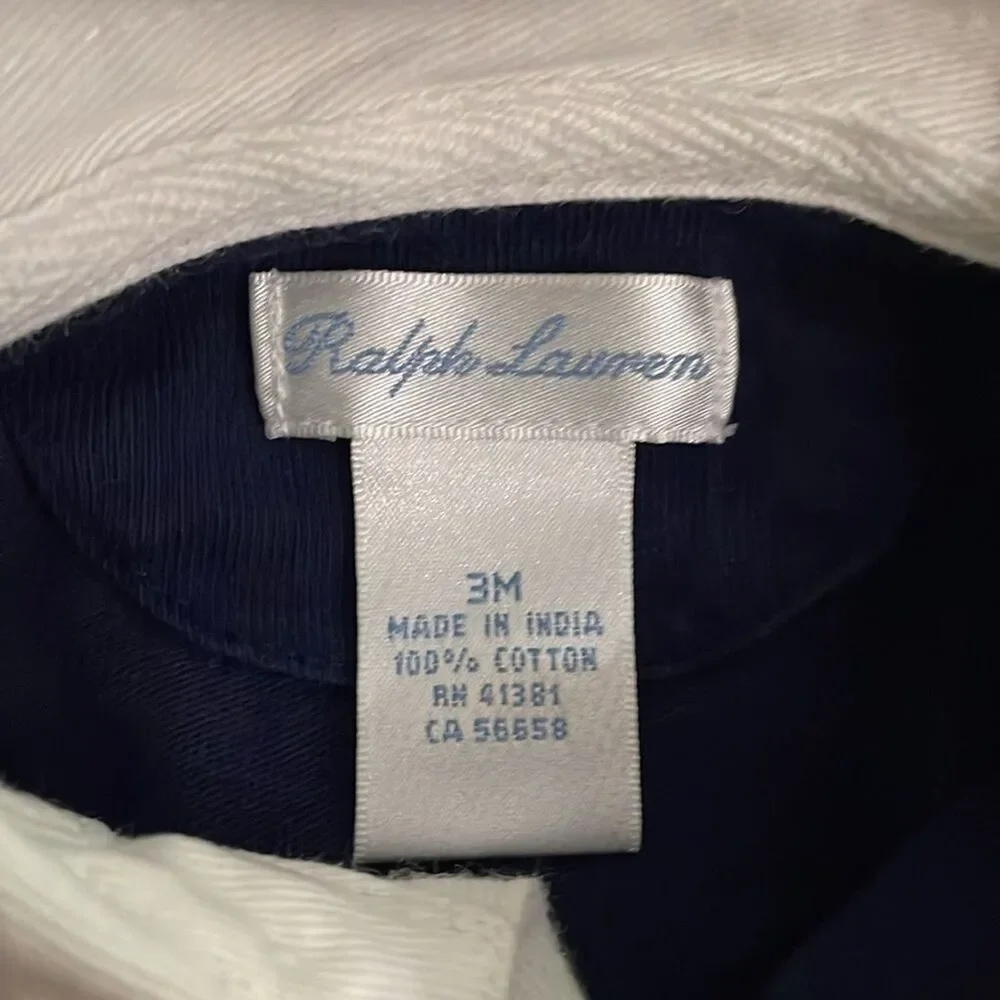 Ralph Lauren Navy Cotton Bodysuit Infant Size 3M Collared Preppy